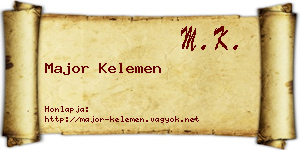 Major Kelemen névjegykártya